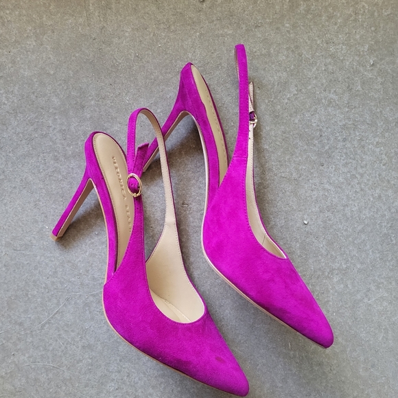 🌟 AUTHENTIC 🌟 Veronica Beard Lisa Slingback Heels Rasberry 👠 Size 9.5 - Picture 6 of 11